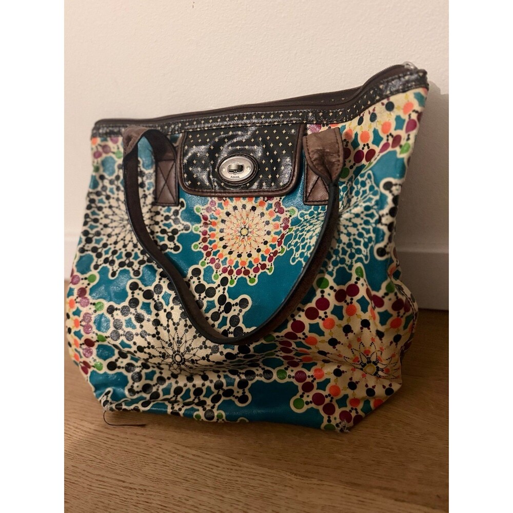 Fossil Key-per Colorful Boho Mandala Print Satchel purse hobo bag